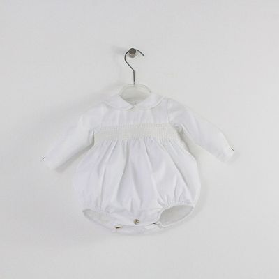 Fofo Branco Com Smocks Pérola Maria Malmequer - Fofo Branco Com Smocks Pérola