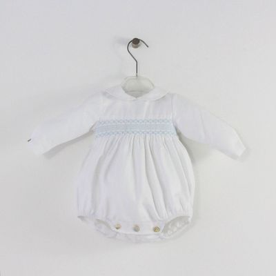 Fofo Branco Com Smocks Azul Bebé Fofo Branco Com Smocks Azul Bebé