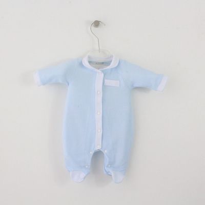 Baby Grow de Piquet com Acabamento Às Riscas Maria Malmequer - Baby Grow de Piquet com Acabamento Às Riscas