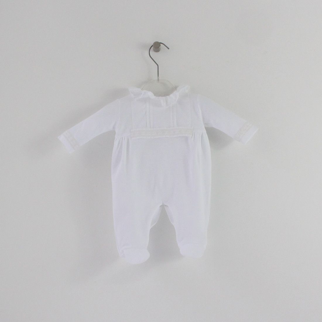 Maria Malmequer - Baby Grow Branco com Bordado Inglês