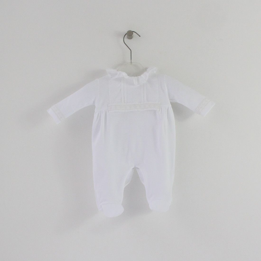 Maria Malmequer - Baby Grow Branco com Bordado Inglês