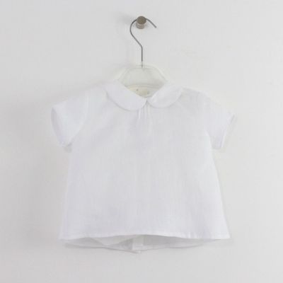 Camisa Blusa de Linho com Gola Gomos Maria Malmequer - Camisa Blusa de Linho com Gola Gomos