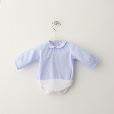 Camisa Body Azul em Pied-de-poule Maria Malmequer - Camisa Body Azul em Pied-de-poule