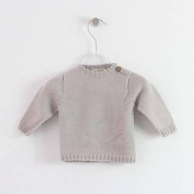 Camisola Decote Redondo Cinza Acastanhado Maria Malmequer - Camisola Decote Redondo Cinza Acastanhado