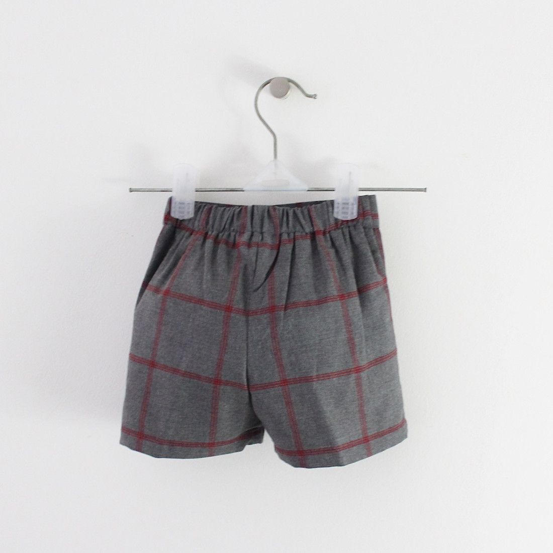 Maria Malmequer - Calção de Xadrez Cinza com Bordeaux