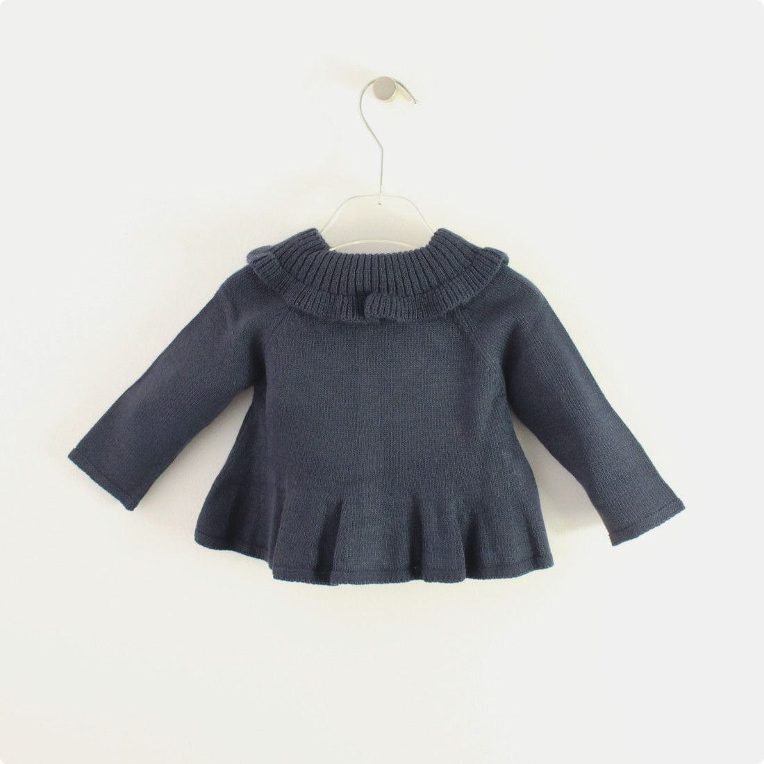 Maria Malmequer - Casaco com Gola e Godês Azul Escuro