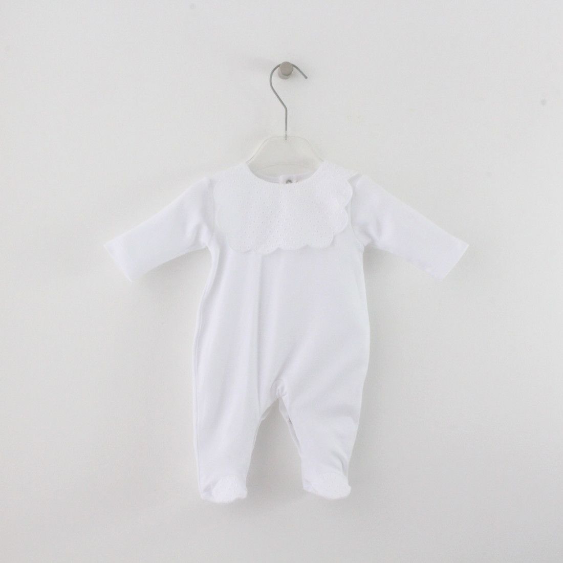 Baby Grow com Babete de Bordado Inglês Maria Malmequer - Baby Grow com Babete de Bordado Inglês