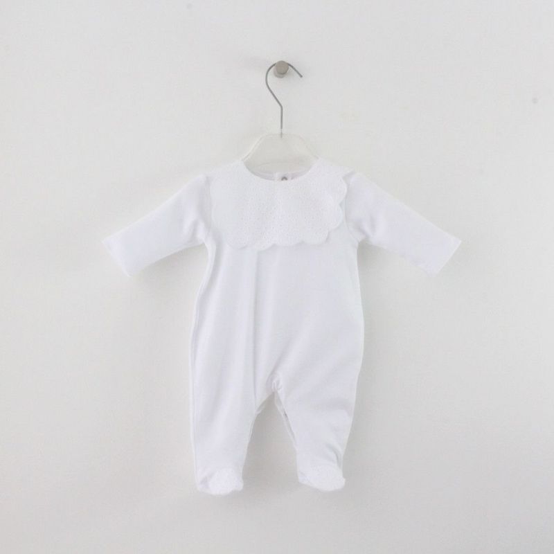 Baby Grow com Babete de Bordado Inglês Maria Malmequer - Baby Grow com Babete de Bordado Inglês