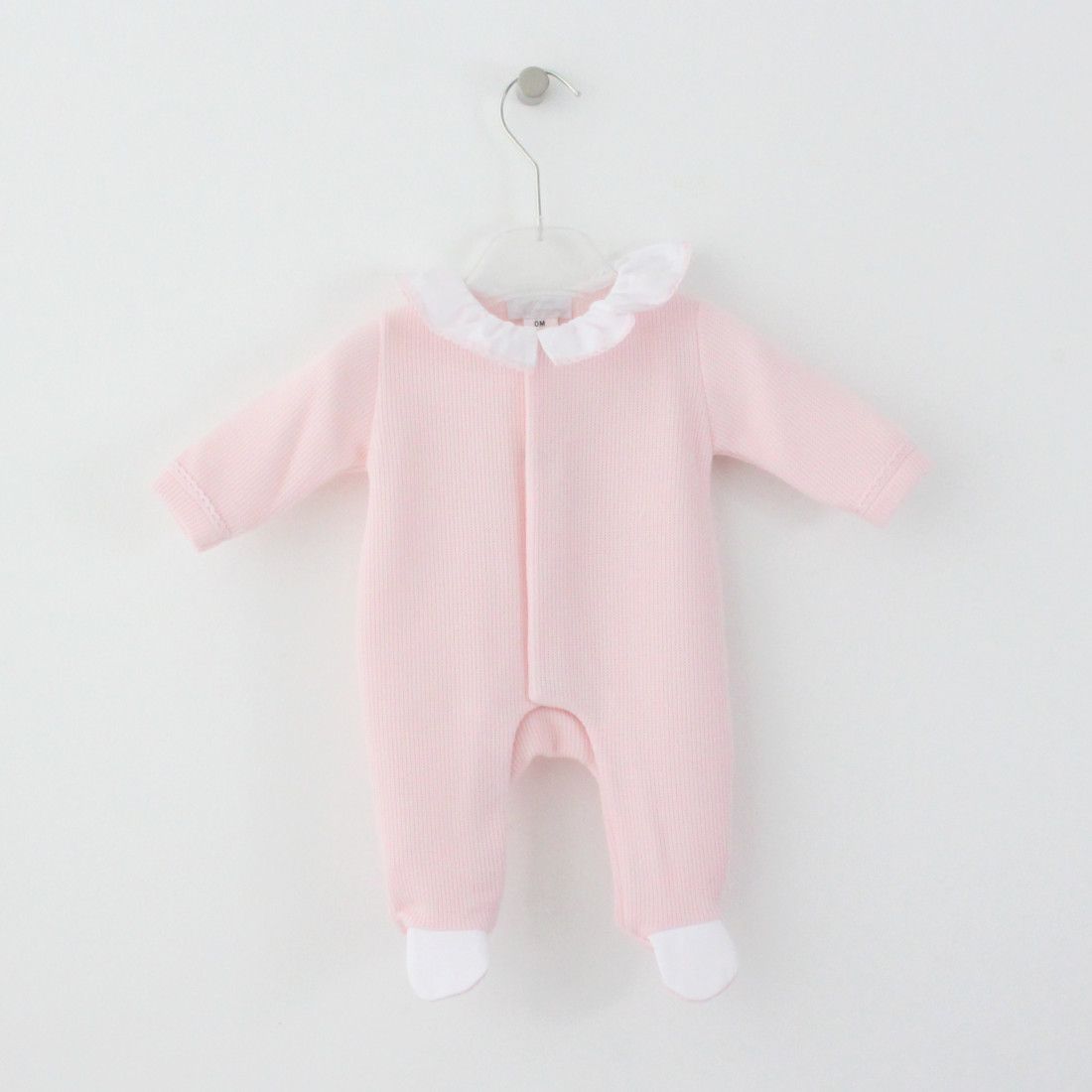 Maria Malmequer - Baby Grow com Gola com Folho e Ponta Renda Rosa