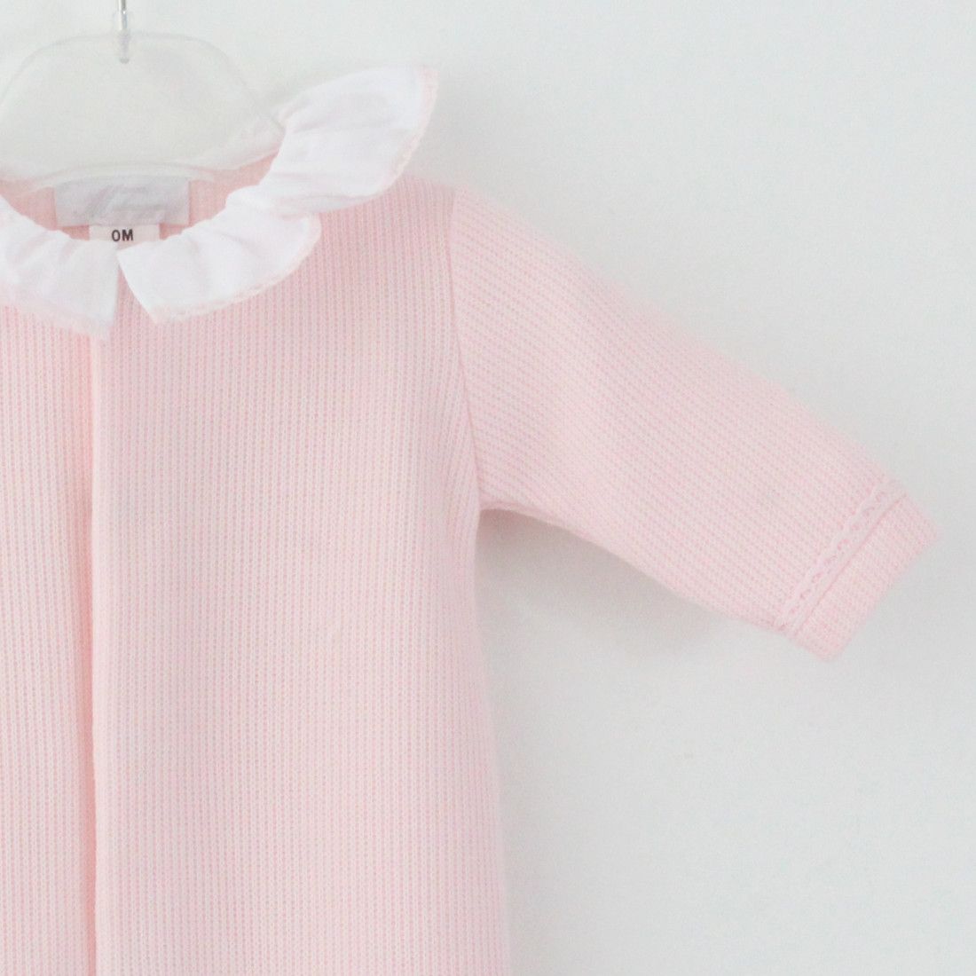 Maria Malmequer - Baby Grow com Gola com Folho e Ponta Renda Rosa