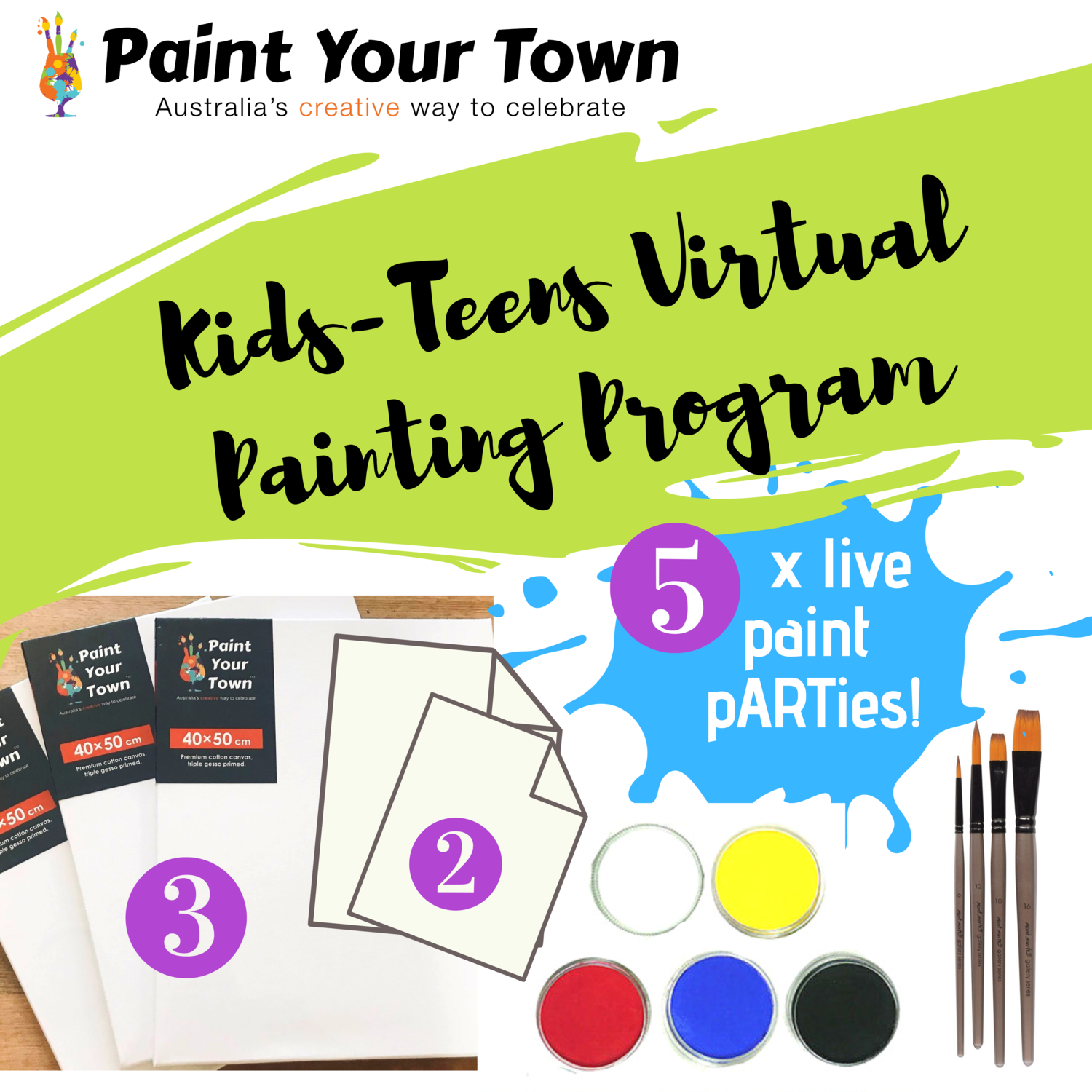 Kids Art Program 3 live paint pARTies! + materials