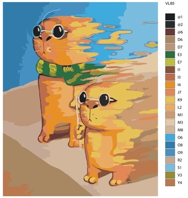 Раскраска по номерам "Огненные коты"