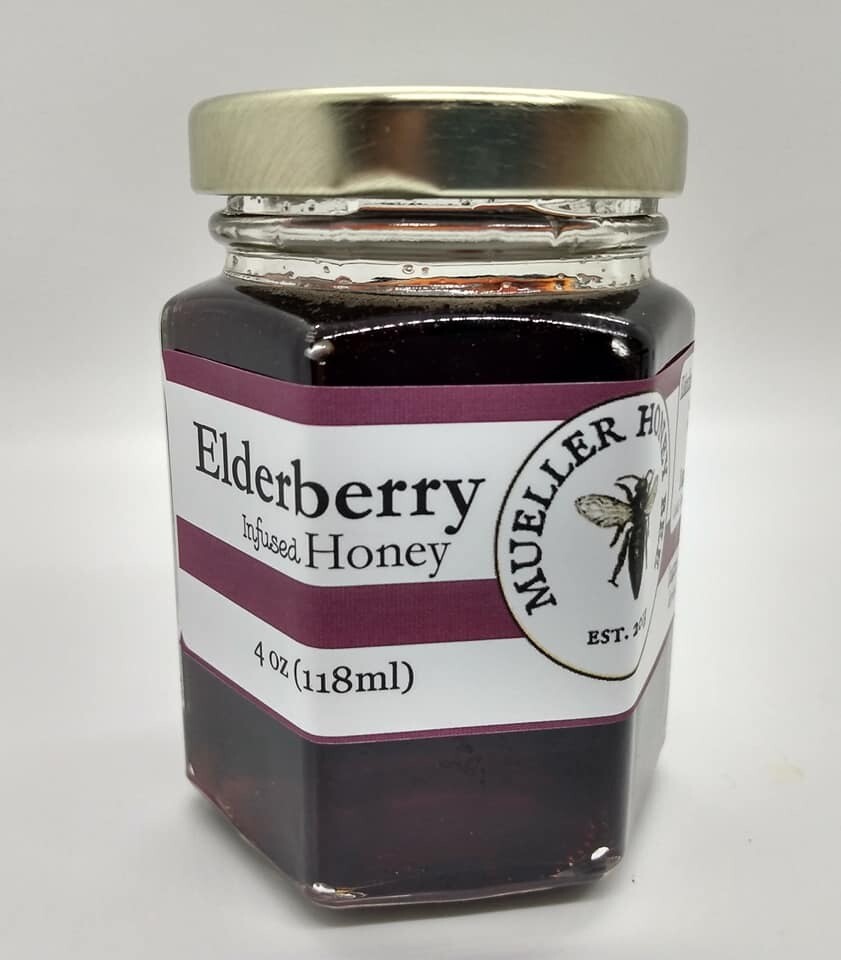 4 oz Elderberry Infused Raw Honey
