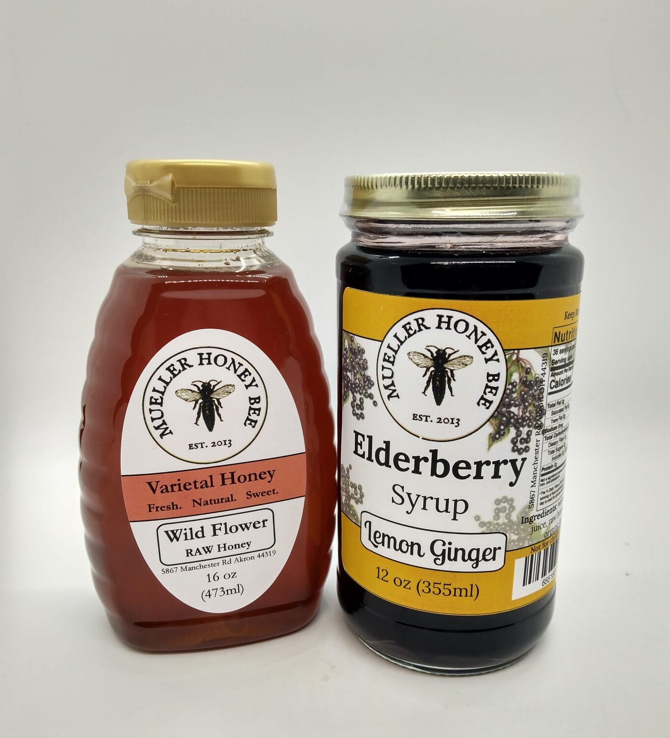 Variety Pack - 12 oz Elderberry Syrup & 16 oz Honey