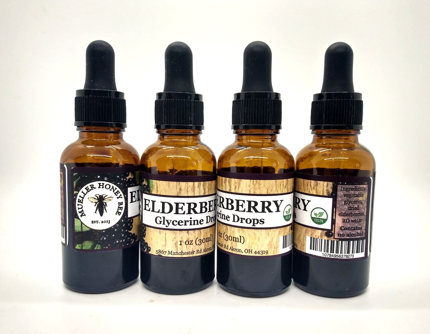 1 oz Elderberry Glycerine Drops (Vegan / Infant Safe 6 mo+)