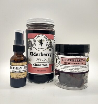 1 oz Elderberry Spritz, Elderberry Syrup & Elderberry Gummies Bundle