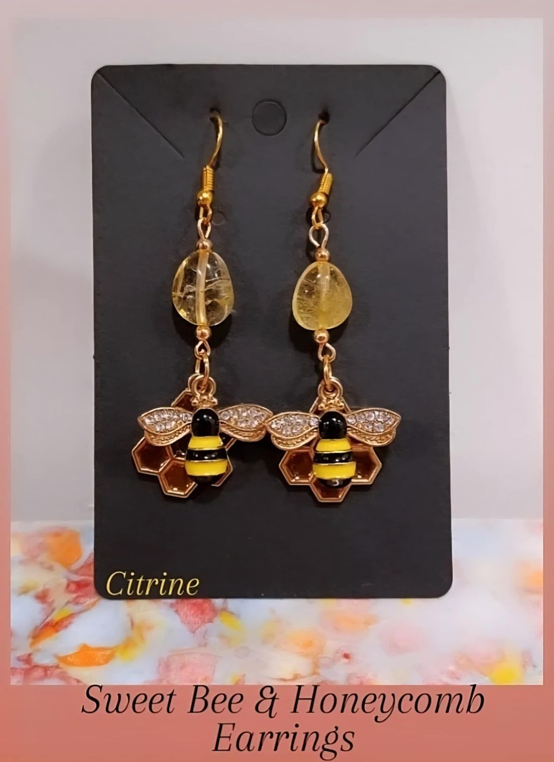 Bee Dazzled Citrine Hook Earring