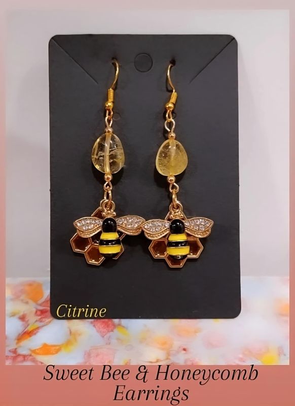Bee Dazzled Citrine Hook Earring