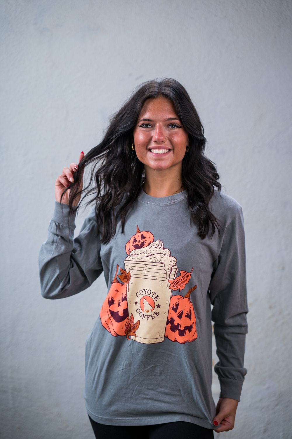 Pumpkin Tee - Long Sleeve Grey