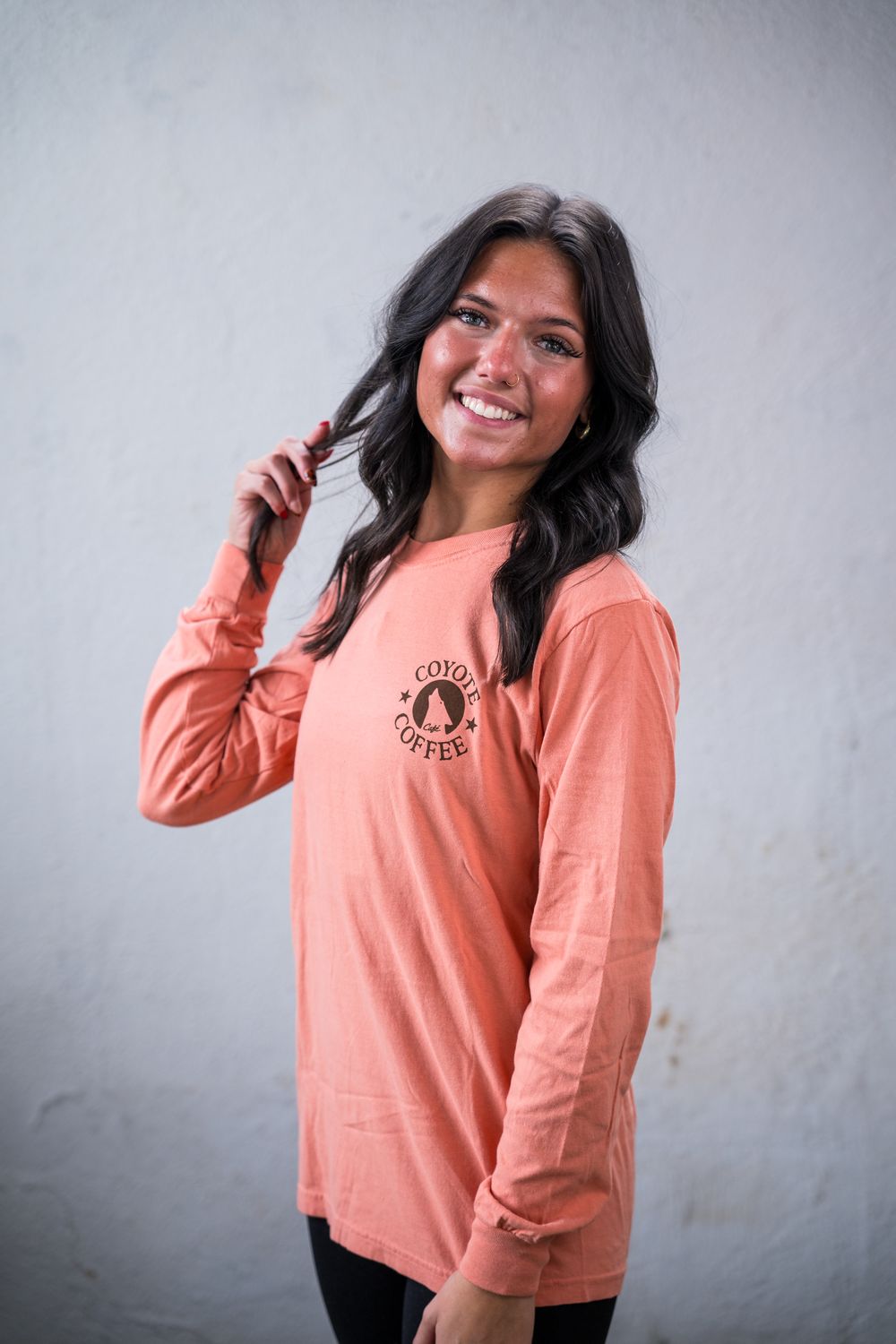 Coyote Autumn Brew Long Sleeve Tee - Peach