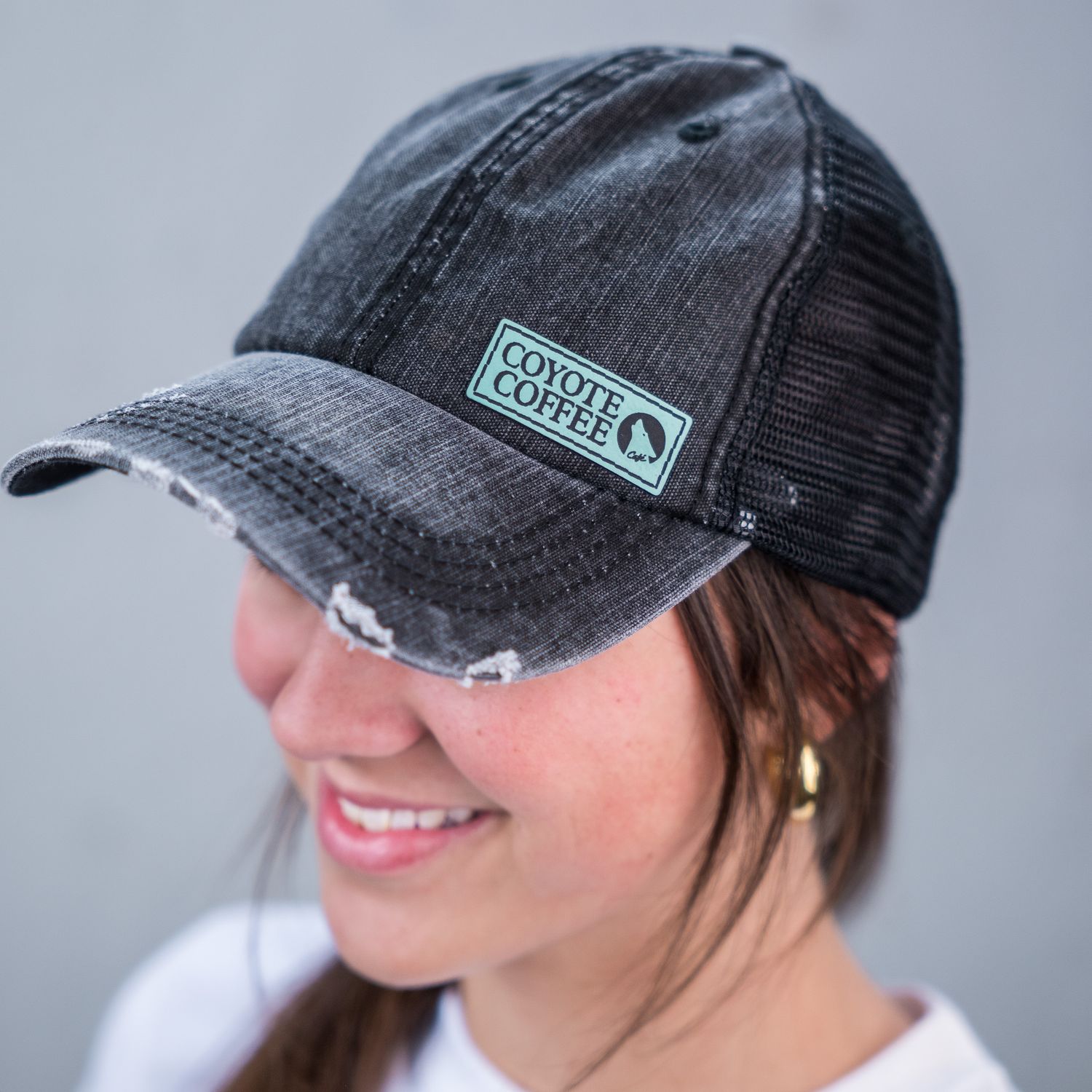 Coyote Trucker Hat - Black & Grey
