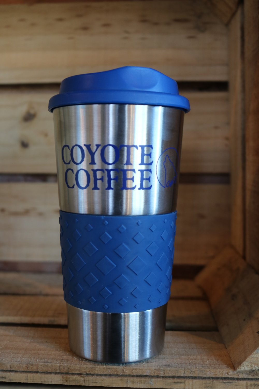 Coyote Coffee Blue and Silver Tumbler