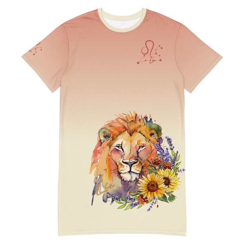 Leo Zodiac Water-colour T-Shirt Dress