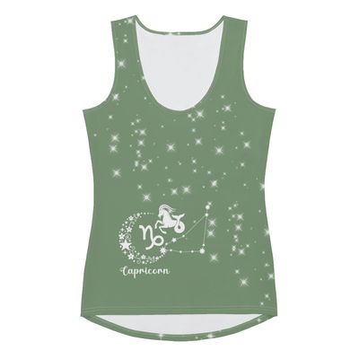 Capricorn Zodiac Fitted Tank Green