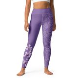 Mauve Funky Floral Yoga Leggings