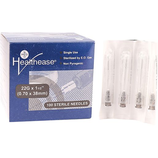 Needle Hypodermic 22g x 38mm Healthease (100)