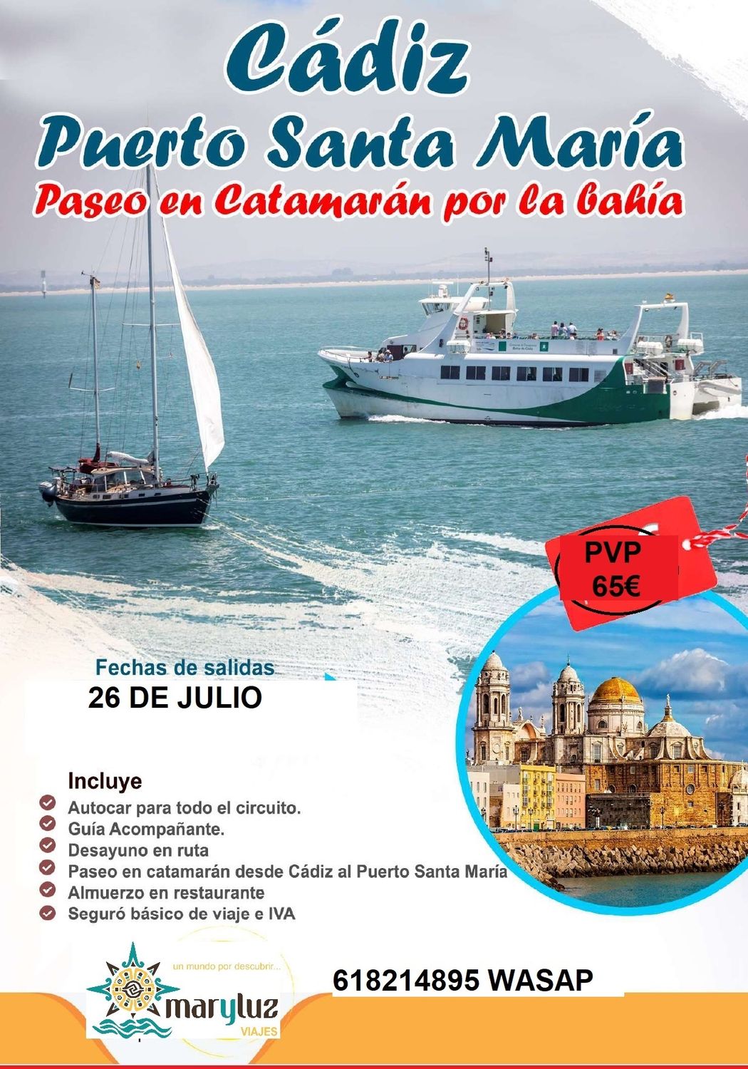 Viaje en catamarán de Cádiz a Puerto Santa María