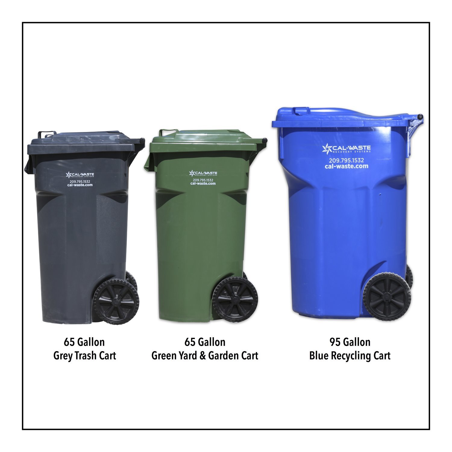 Cal-Waste CART Service - 65 Gallon Trash, Y&G, & Recycling - 3 MONTHS FREE
