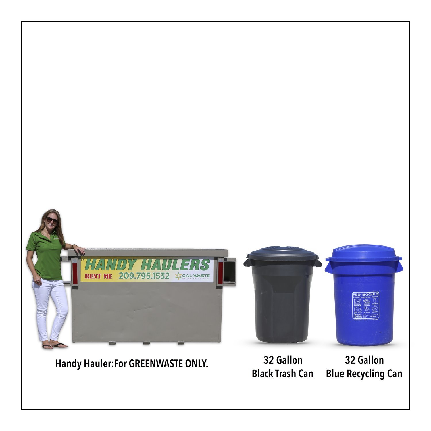 Cal-Waste CAN Service - 32 Gallon Trash & Recycling, Yearly Yard & Garden Handy Hauler - 3 MONTHS FREE