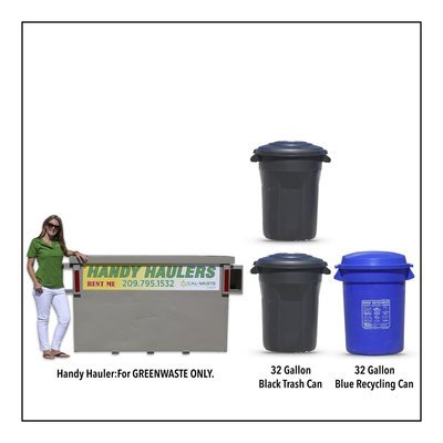 Cal-Waste CAN Service - Two 32 Gallon Trash & Recycling, Yearly Yard & Garden Handy Hauler