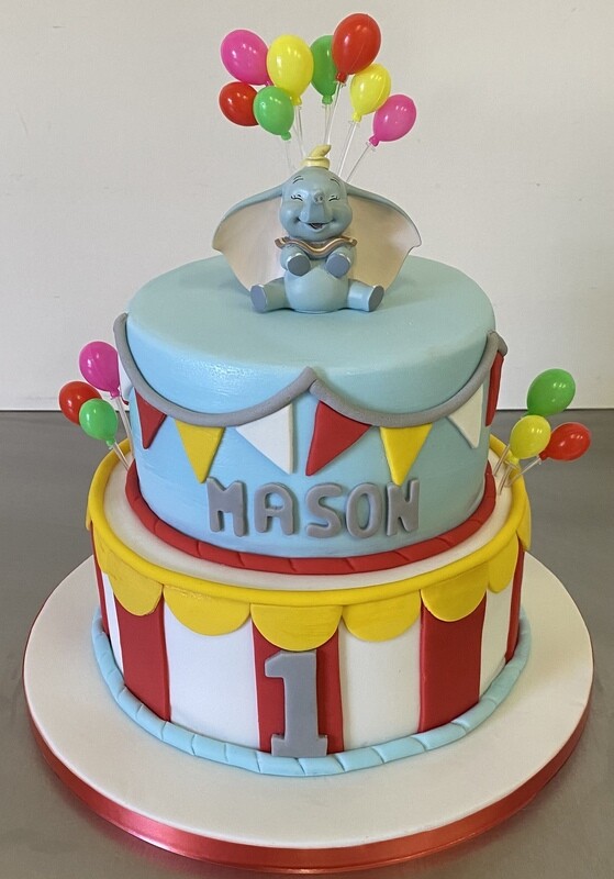Two Tier Cake with Dumbo keepsake