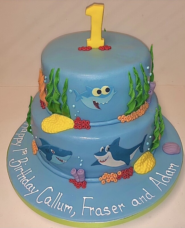 Two Tier Baby Shark Cake
