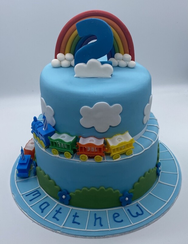 Two Tier Train and Cloud Cake