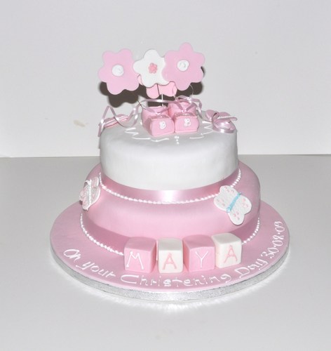 Two Tier Christening Cake