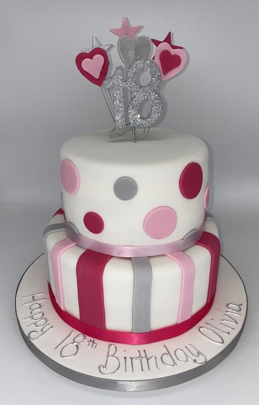 Two Tier Stripes and Spots Cake