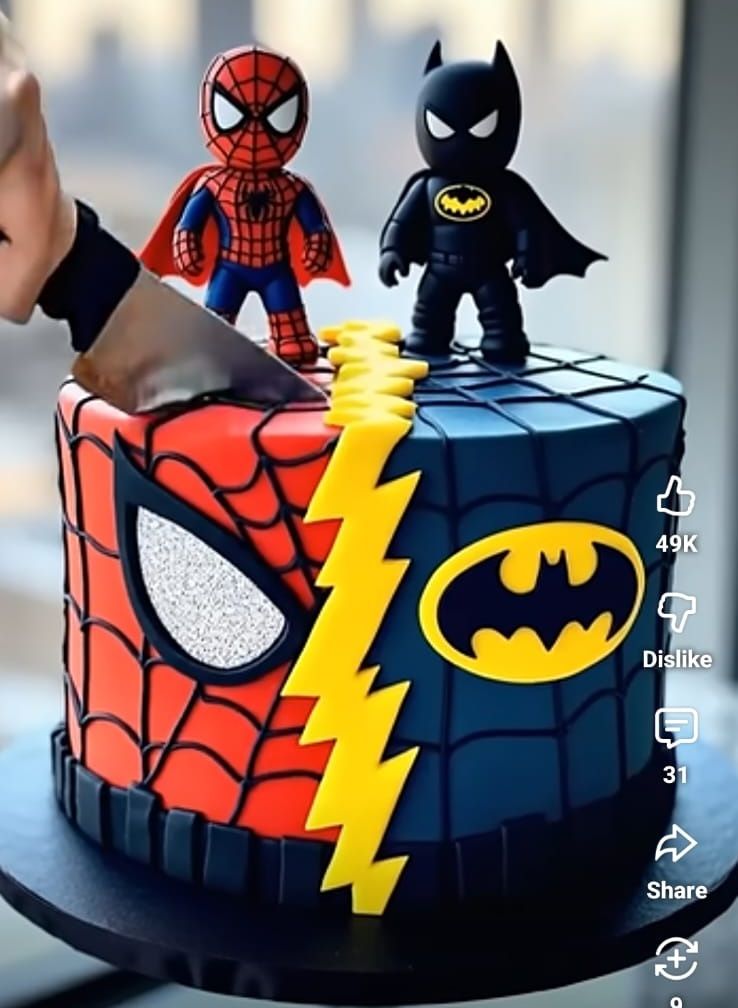 Spiderman and Batman Cake
