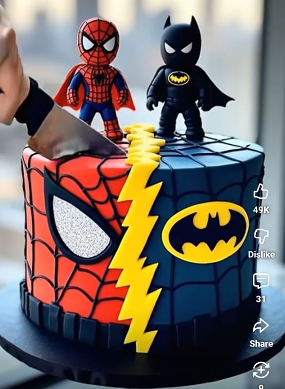 Spiderman and Batman Cake