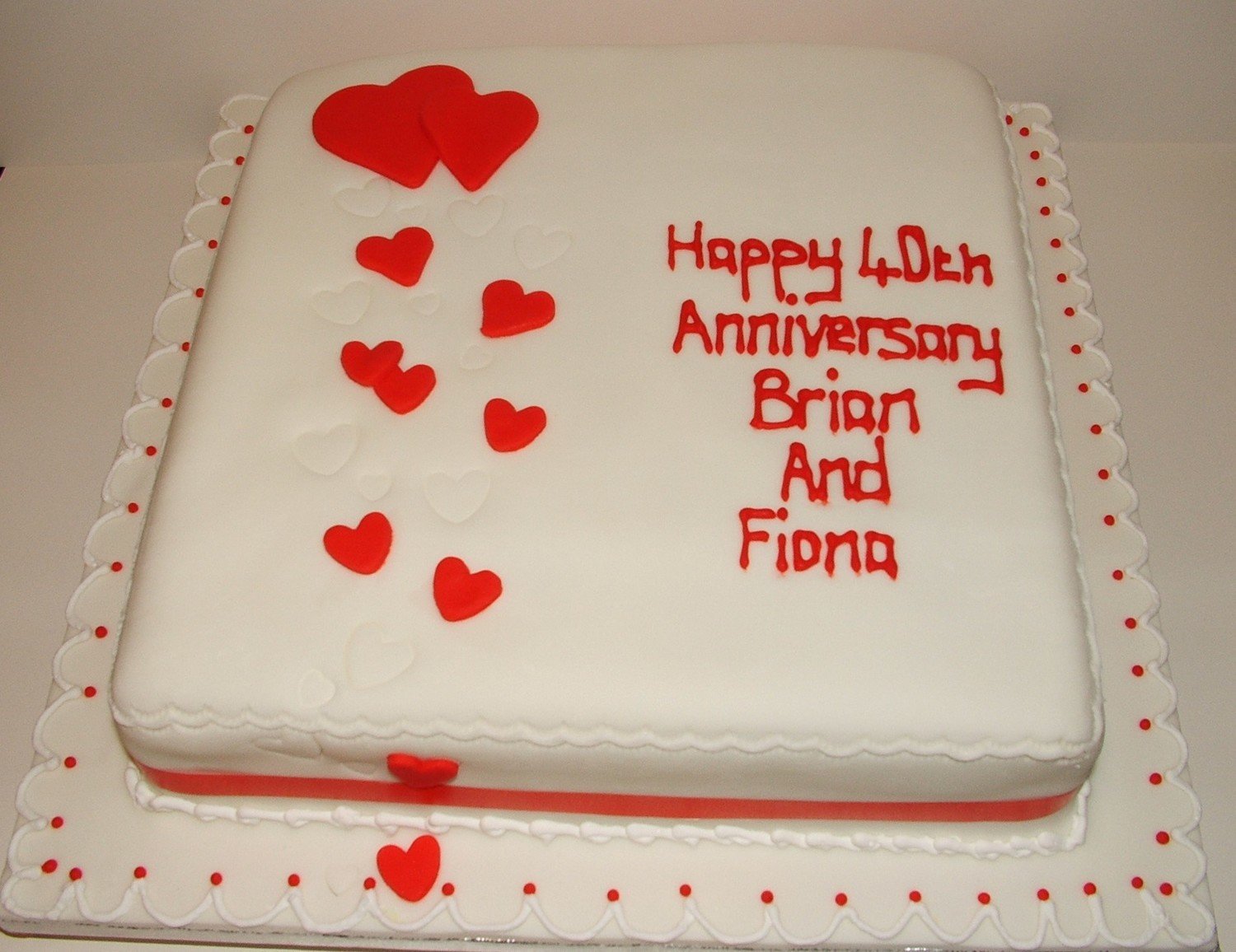 Heart Themed Square Cake