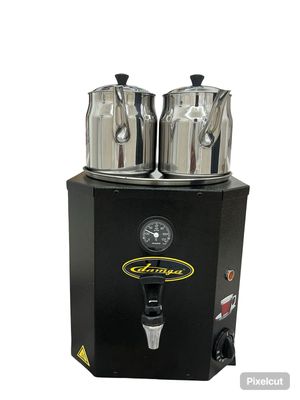 مكينة شاي سماور بسعة 13 لتر صناعه تركيه عاليه الجوده بمقياس تحكم بدرجة حرارة الماء مع ابريقين بحجم الابريق 1.7 لتر