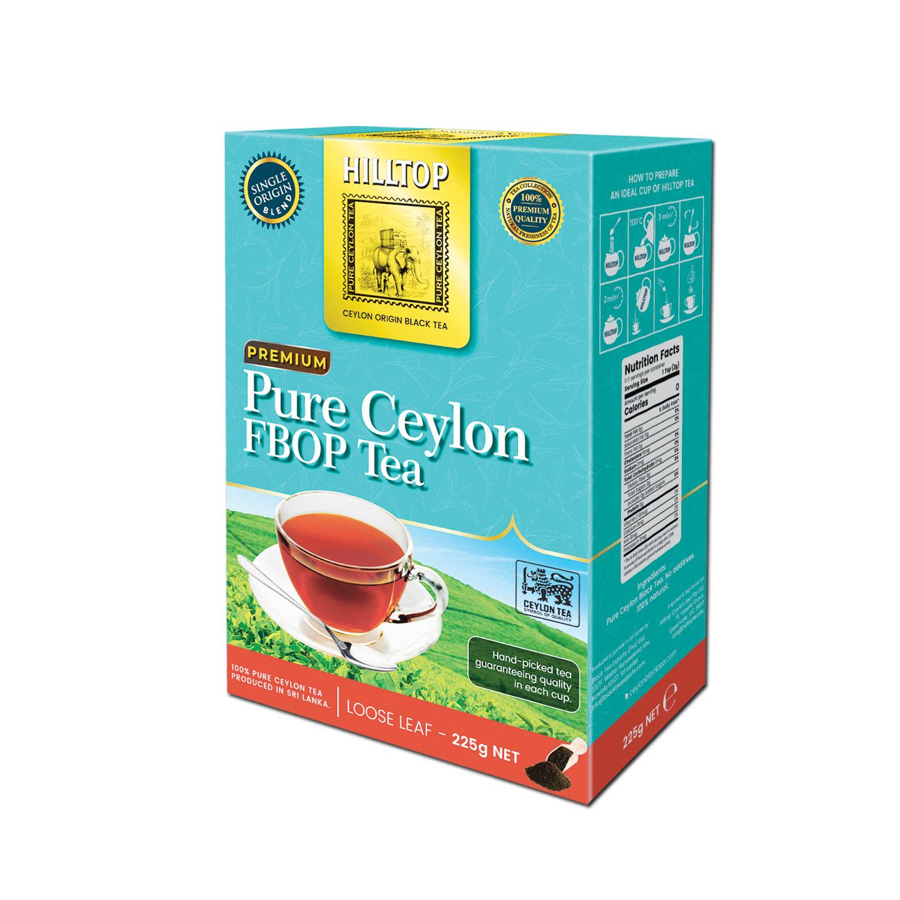 HILLTOP Pure Ceylon FBOP Teailltop Ceylon Tea 225g