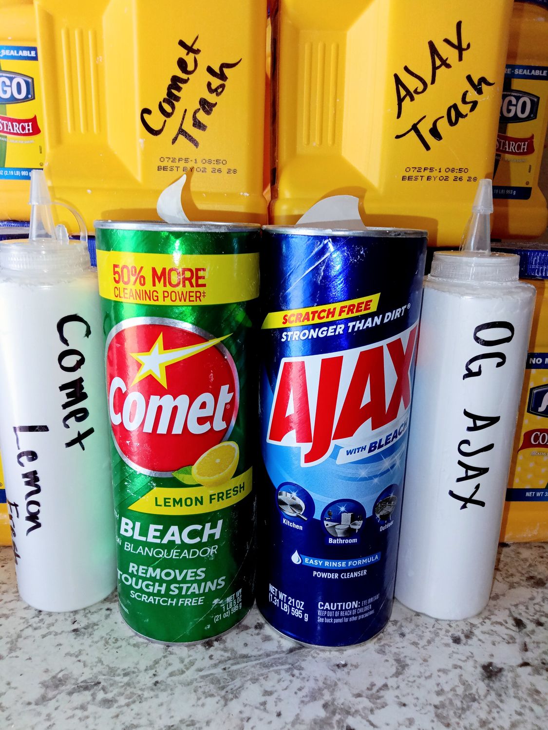 Comet and Ajax trash containers