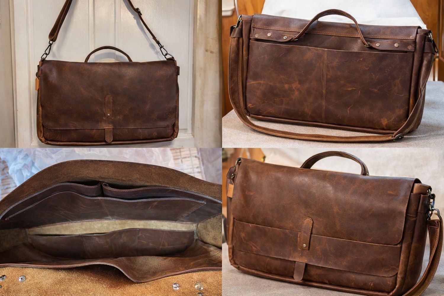 Distressed Leather Computer / Briefcase Bag