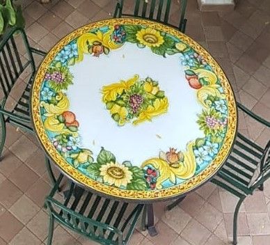 TAVOLO IN PIETRA LAVICA ROTONDO CERAMIZZATO MISURE D.80
