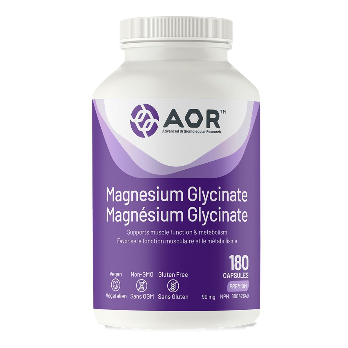 AOR Magnesium Glycinate 90mg 180 Capsules