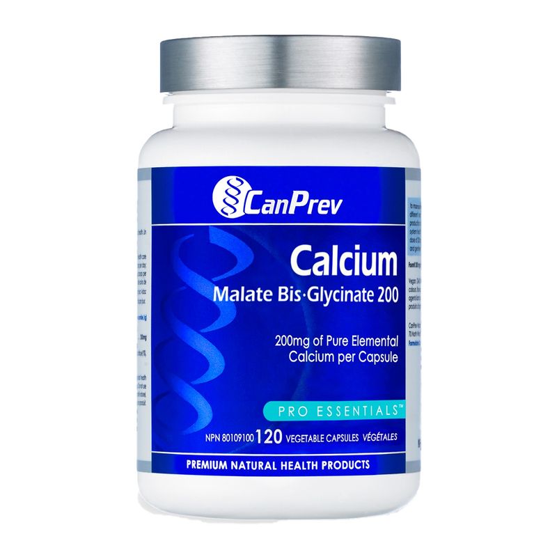 CanPrev Calcium Malate Bis-Glycinate 200 120 Vegetarian Capsules