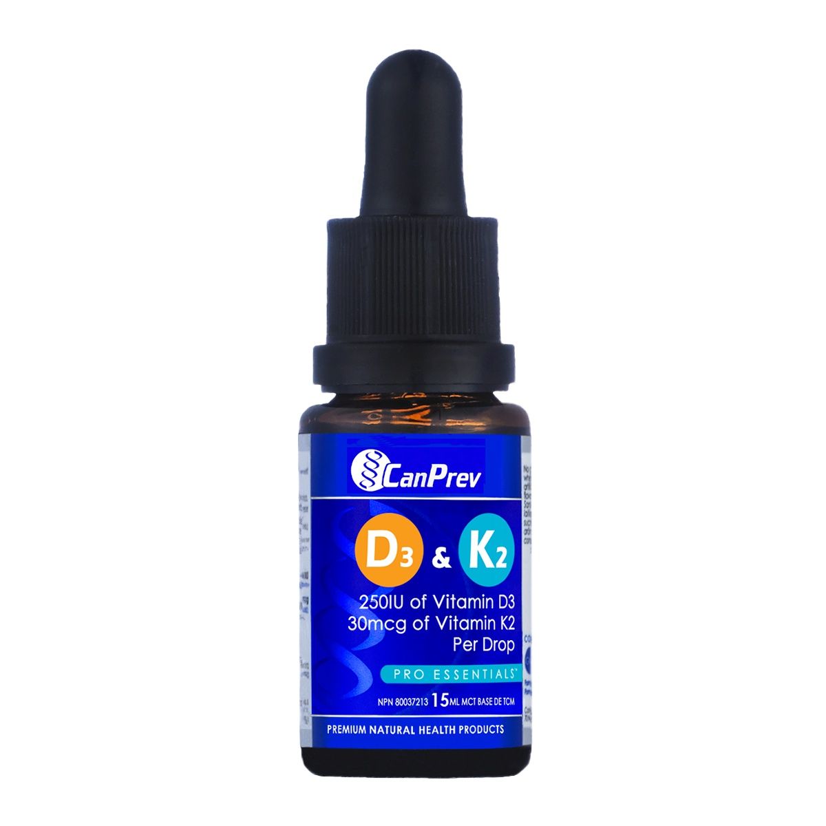 CanPrev Vitamin D3 &amp; K2+MCT Drops 15mL